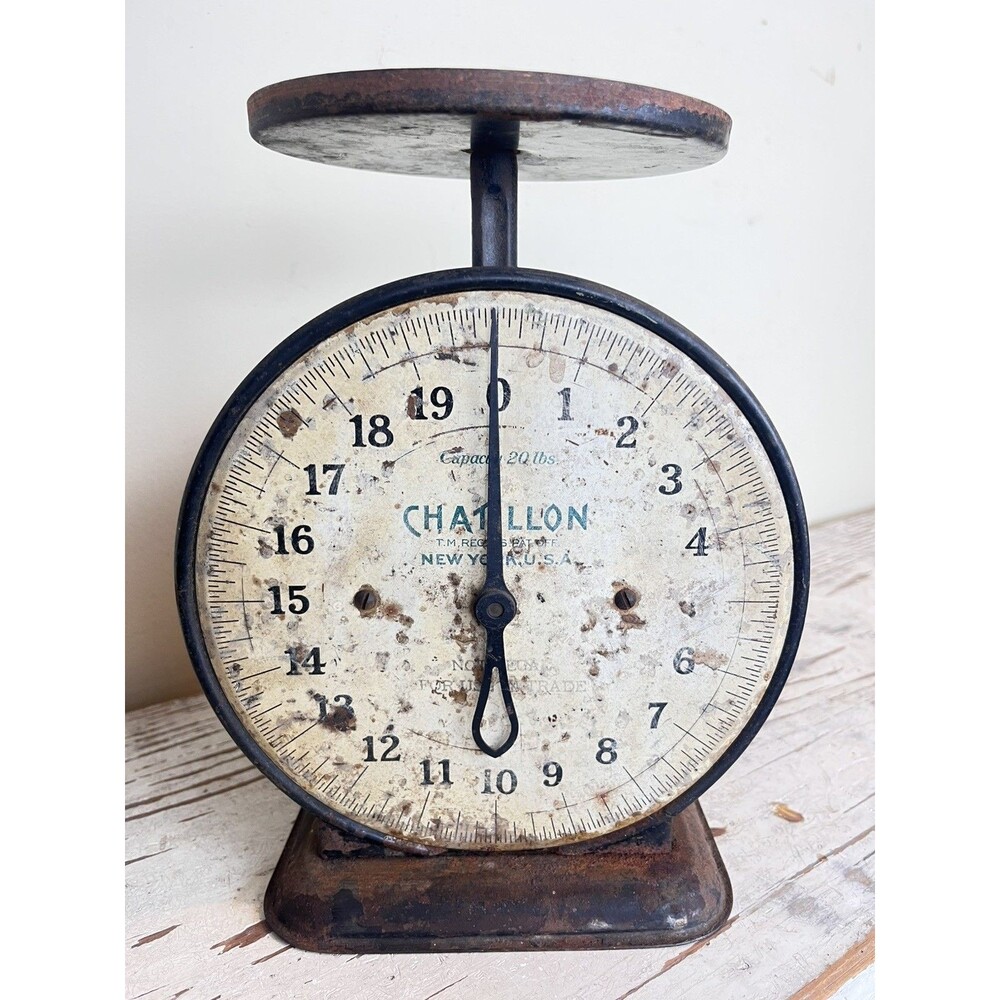 Vintage Rustic Chatillon Farmhouse Counter Top Scale From New York USA Cottage
